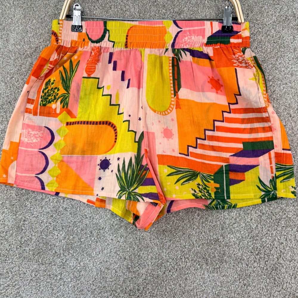 Haute Hippie Style Shorts Size L Multicolor Abstract Tropical Cotton Boho
